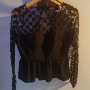 Polka dot lace peplum top
